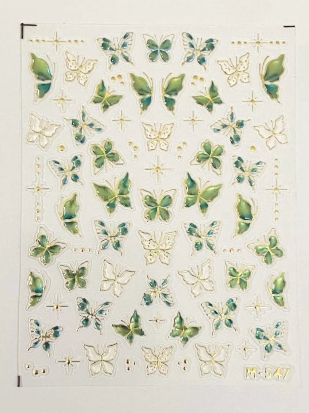 Butterfly Nail Decals - Red, Gold & Green Mix